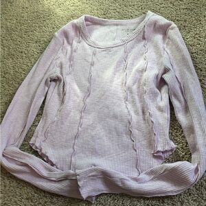 Lavender Ribbed Long Sleeve Top